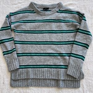 J Crew Heather Grey Stripe Crewneck Sweater